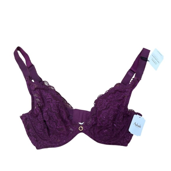 Aubade Paris Comfort Underwire Triangle Lace Bra Adjustable Lightly Lined Sz 30 - Picture 4 of 12